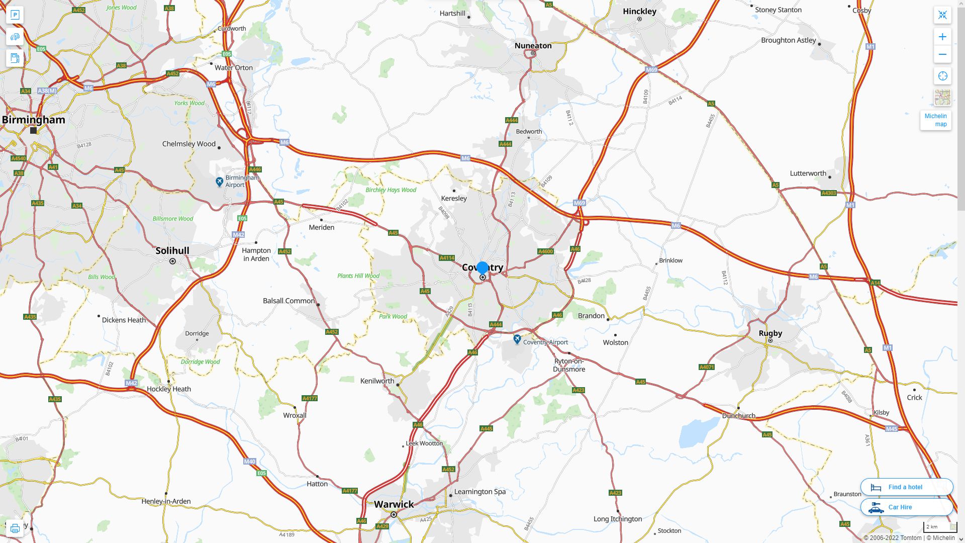 Coventry Highway and Road Map